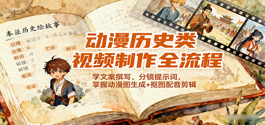 143356dzcwzw9kdw9bjjks.png 动漫历史类视频制作全流程,学文案撰写、分镜提示词,掌握动漫图生成+抠图配音剪辑