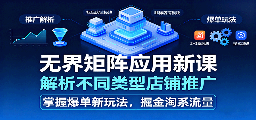 132856iytxbyvbnn1waddd.png 无界矩阵应用新课,解析不同类型店铺推广,掌握爆单新玩法,掘金淘系流量