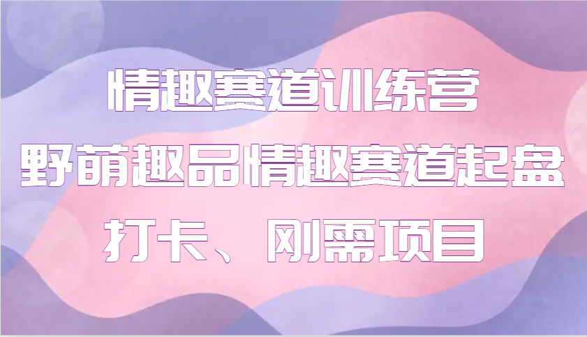 情趣赛道训练营 野萌趣品情趣赛道起盘打卡、刚需项目-大米网创