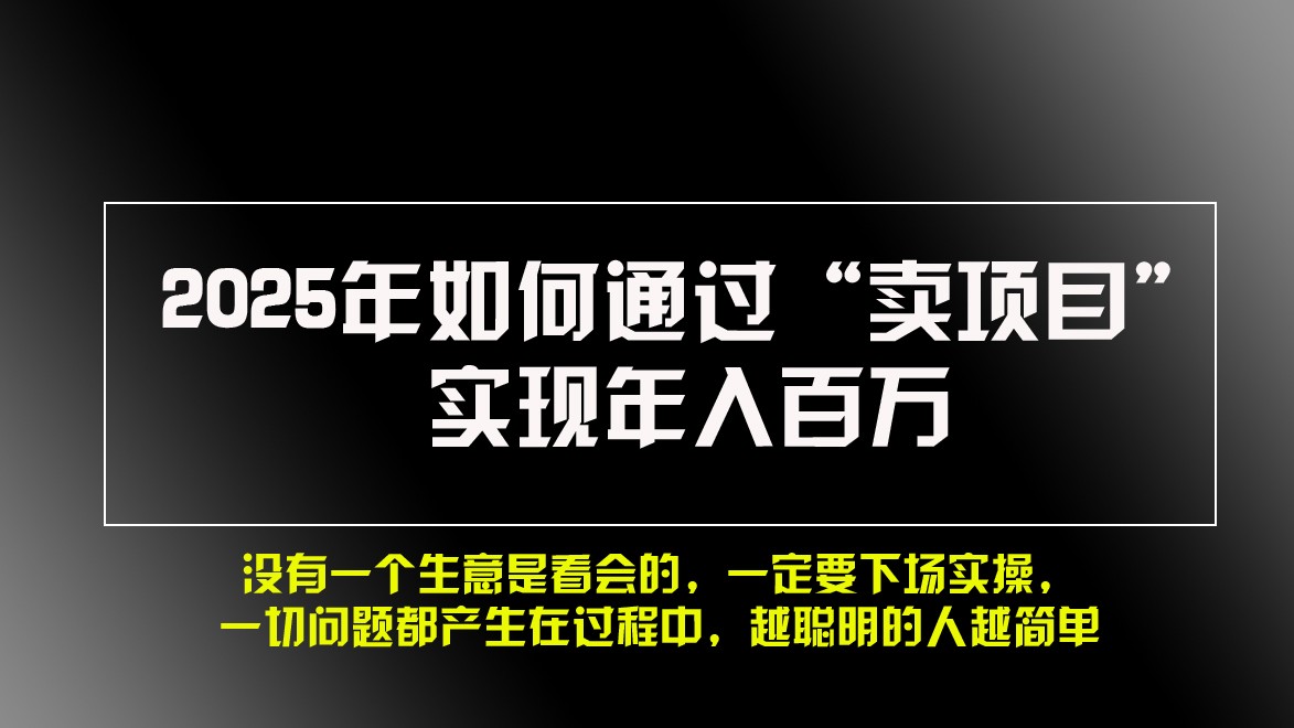 2025年如何通过“卖项目”实现年入百万-大米网创