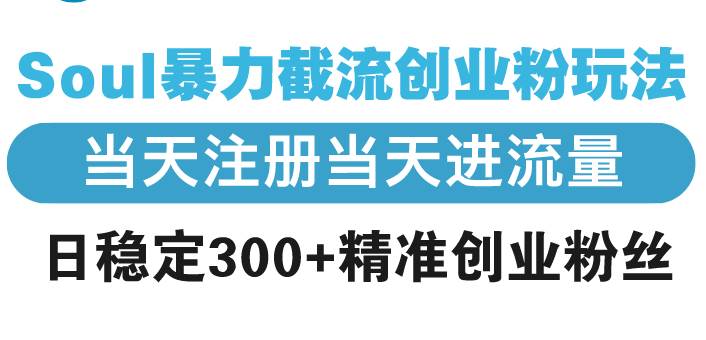 Soul暴力截流创业粉玩法，当天注册当天进流量，日稳定300+精准创业粉丝-大米网创