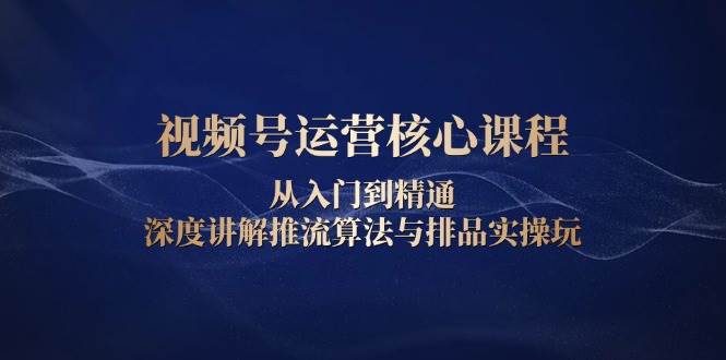 视频号运营核心课程，从入门到精通，深度讲解推流算法与排品实操玩-大米网创