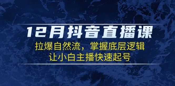 12月抖音直播课：拉爆自然流，掌握底层逻辑，让小白主播快速起号-大米网创