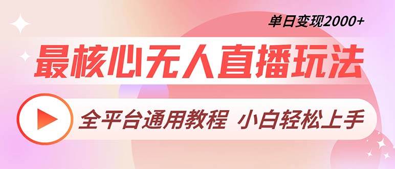 最核心无人直播玩法，全平台通用教程，单日变现2000+-大米网创