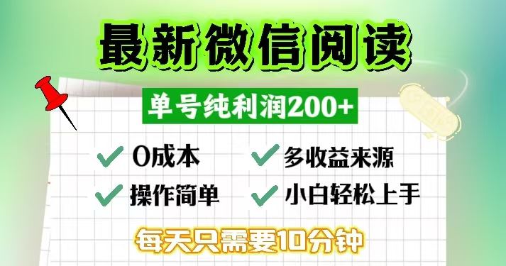 微信阅读最新玩法，每天十分钟，单号一天200+，简单0零成本，当日提现-大米网创