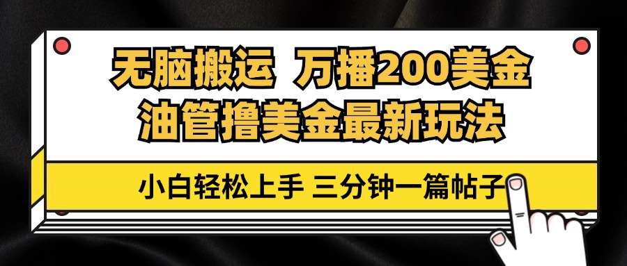 油管无脑搬运撸美金玩法教学，万播200刀，三分钟一篇帖子，小白轻松上手-大米网创