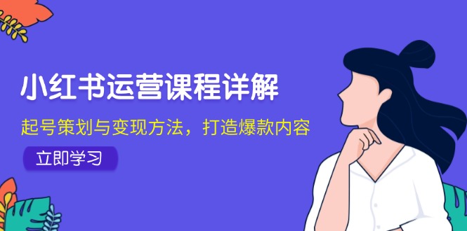 小红书运营课程详解：起号策划与变现方法，打造爆款内容-大米网创