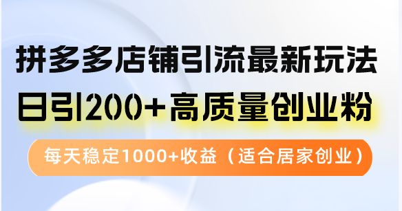 拼多多店铺引流最新玩法，日引200+高质量创业粉，每天稳定1000+收益（…-大米网创