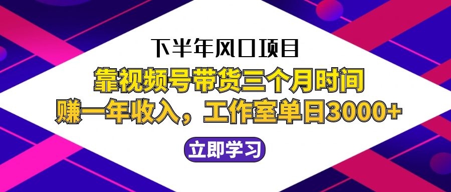 下半年风口项目，靠视频号带货三个月时间赚一年收入，工作室实测单日3…-大米网创