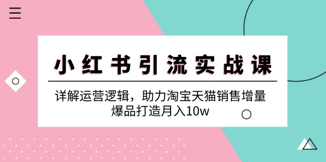 小红书引流实战课：详解运营逻辑，助力淘宝天猫销售增量，爆品打造月入10w-大米网创