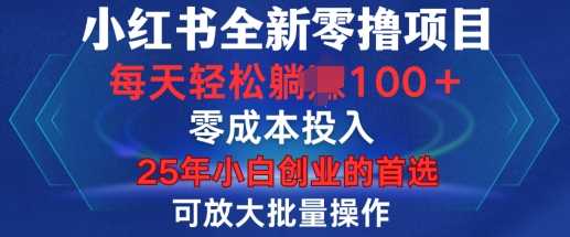 小红书全新纯零撸项目，只要有号就能玩，可放大批量操作，轻松日入100+【揭秘】-大米网创