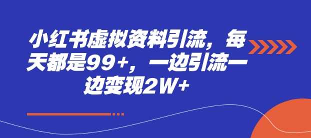 小红书虚拟资料引流，每天都是99+，一边引流一边变现2W+-大米网创