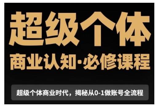 超级个体商业认知觉醒视频课，商业认知·必修课程揭秘从0-1账号全流程-大米网创