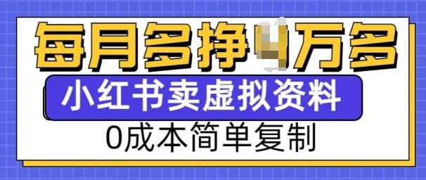 小红书虚拟资料项目，0成本简单复制，每个月多挣1W【揭秘】-大米网创