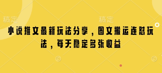 小说推文最新玩法分享，图文搬运连怼玩法，每天稳定多张收益-大米网创