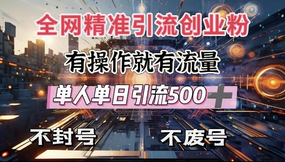 全网独家引流创业粉，有操作就有流量，单人单日引流500+，不封号、不费号-大米网创