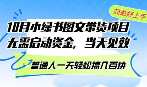 10月份小绿书图文带货项目 无需启动资金 当天见效 普通人一天轻松搞几百块-大米网创