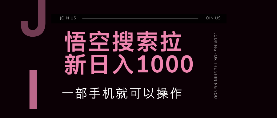 悟空搜索类拉新 蓝海项目 一部手机就可以操作 教程非常详细-大米网创