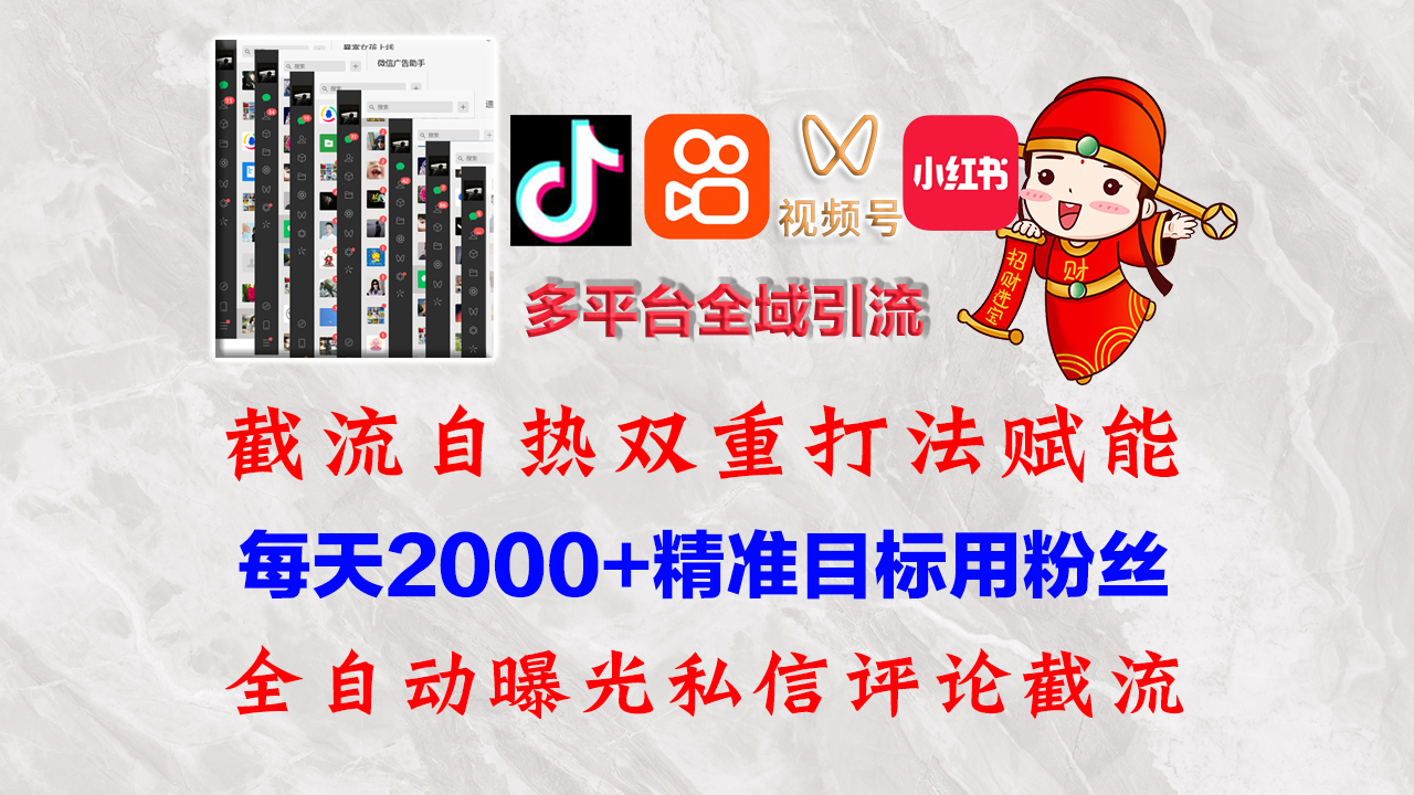 快手,抖音,小红书,视频号多平台全自动引流获客系统 精准全域引流,…-大米网创