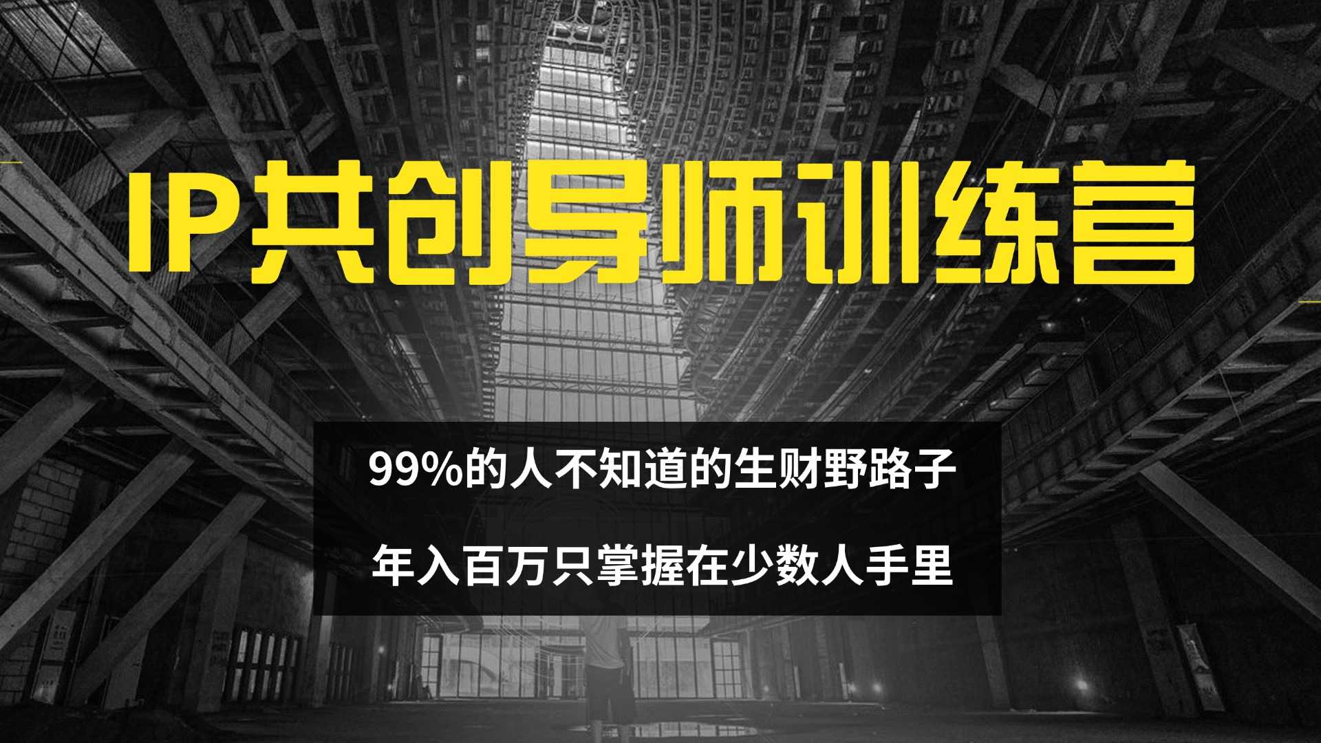 IP共创导师训练营 99%的人不知道的生财野路子 只掌握在少数人手里-大米网创