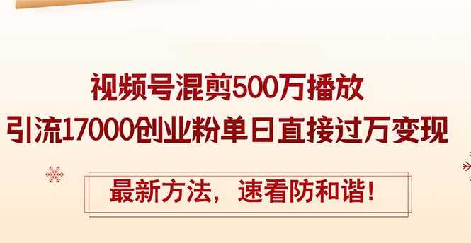 精华帖视频号混剪500万播放引流17000创业粉,单日直接过万变现,最新方…-大米网创