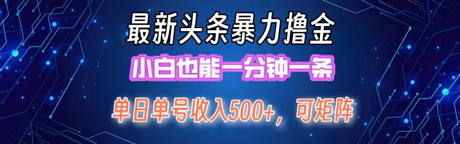最新暴力头条掘金日入500+,矩阵操作日入2000+ ,小白也能轻松上手!-大米网创
