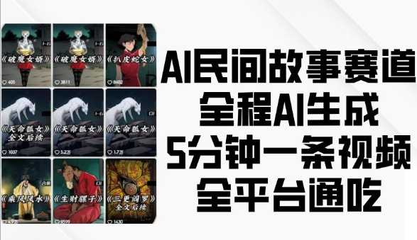 AI民间故事赛道，全程AI生成5分钟一条视频，全平台通吃-大米网创