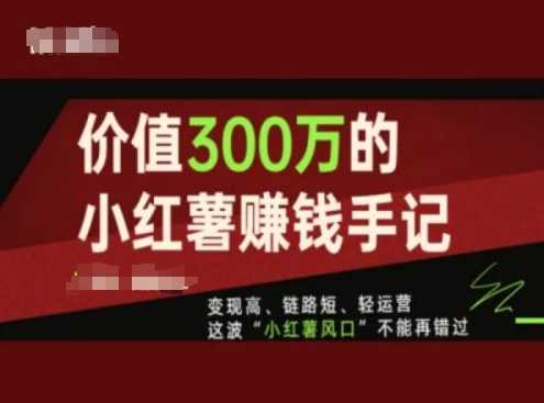 价值300万的小红书赚钱手记，变现高、链路短、轻运营，这波“小红薯风口”不能再错过-大米网创