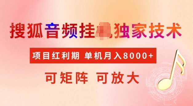 首发搜狐音频挂JI，项目红利期，可矩阵可放大，稳定月入5k-大米网创