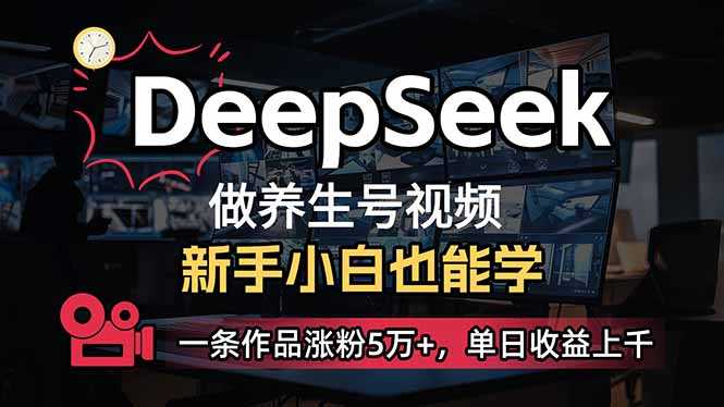 小白用DeepSeek做养生号,一条作品涨粉5万+,单日收益上千-大米网创