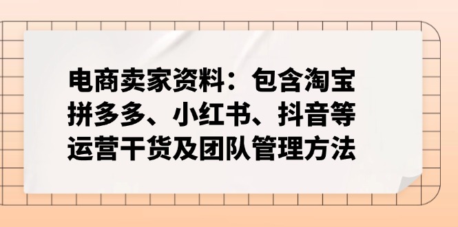 电商卖家资料:包含淘宝、拼多多、小红书、抖音等运营干货及团队管理方法-大米网创