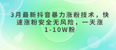 3月最新抖音暴力涨粉技术，快速涨粉安全无风险，一天涨1-10W粉-大米网创