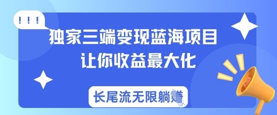 独家三端变现蓝海项目,让你收益最大化,长尾流无限躺挣-大米网创