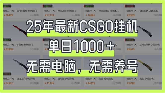 25年最新CSGO挂机系统,单日1000+,无需电脑,无需养号,0基础可上手-大米网创