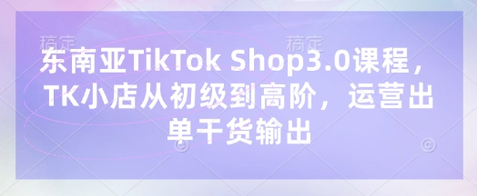 东南亚TikTok Shop3.0课程,TK小店从初级到高阶,运营出单干货输出-大米网创