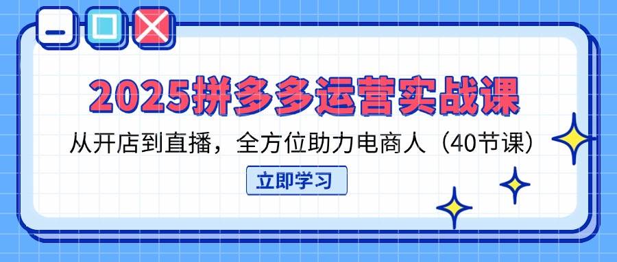 2025拼多多运营实战课,从开店到直播,全方位助力电商人(40节课)-大米网创