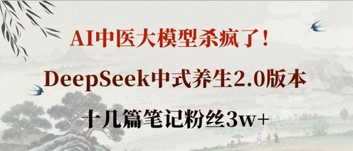 AI中医大模型杀疯了!DeepSeek中式养生2.0版本,十几篇笔记粉丝3w+-大米网创