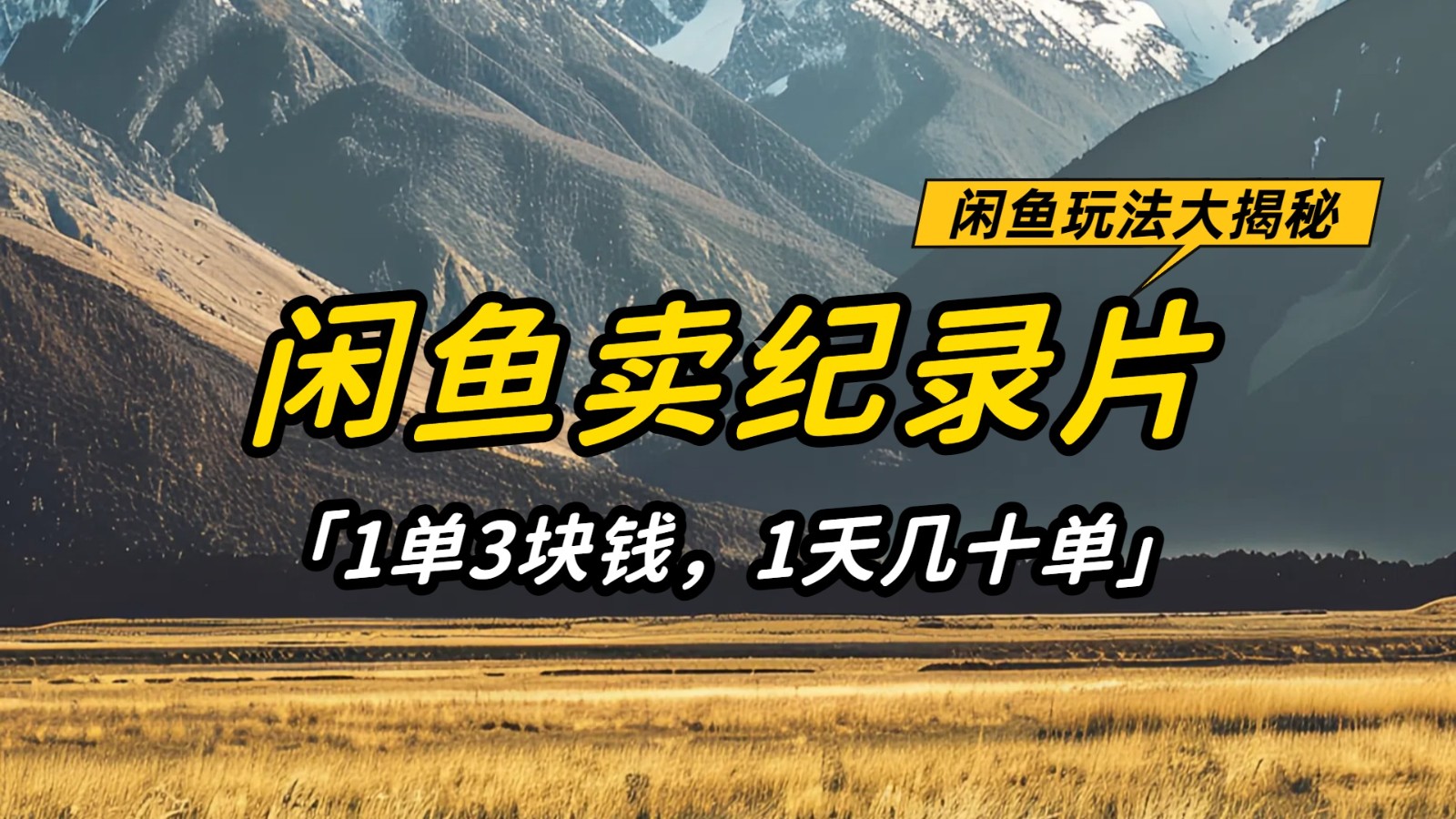 闲鱼卖纪录片，简单又赚钱的小项目，1单3块钱  1天几十单-大米网创