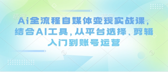 Ai全流程自媒体变现实战课，结合AI工具，从平台选择、剪辑入门到账号运营-大米网创