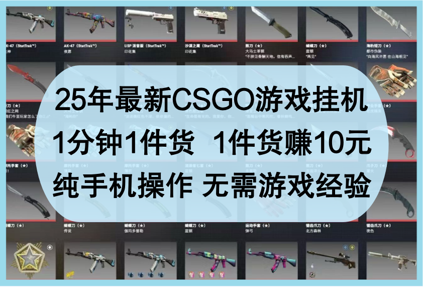 25年最新CSGO游戏挂机,1分钟1件货,1件货赚10元,纯手机操作,无需游戏经验-大米网创