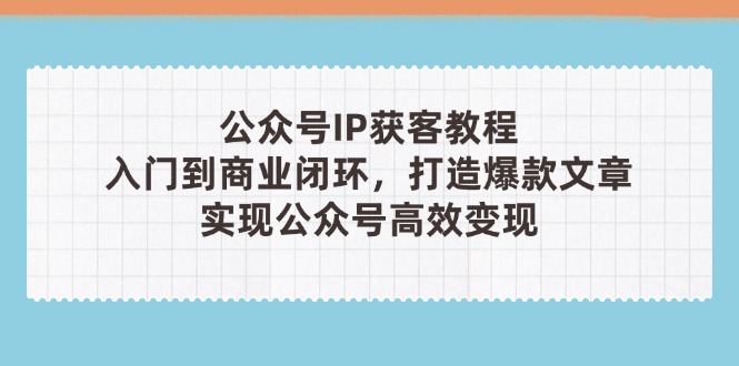 公众号IP获客教程,从入门到商业闭环,打造爆款文章,实现公众…-大米网创