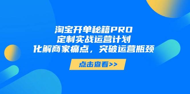 淘宝开单秘籍PRO，定制实战运营计划，化解商家痛点，突破运营瓶颈-大米网创
