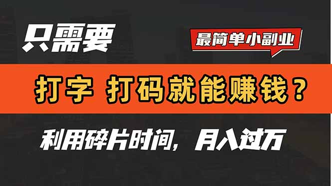 只需要打字,打码,就能赚钱?简单的赚钱小副业,利用碎片时间,月入过万-大米网创