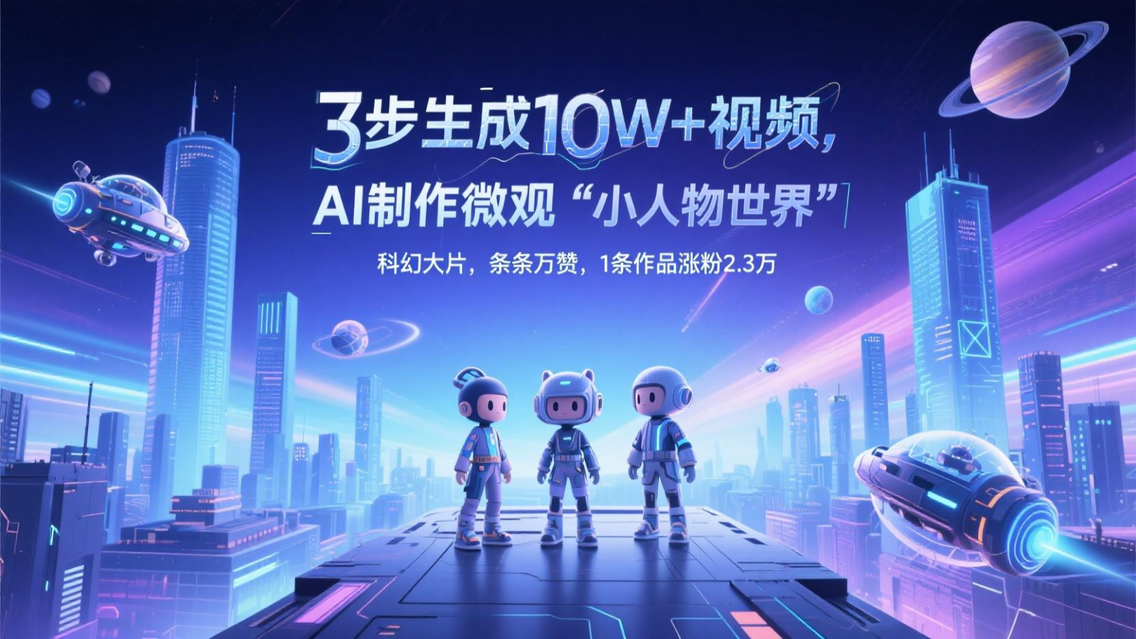 三步生成10W+视频，AI制作微观“小人物世界”科幻大片，条条万赞，1条作品涨粉2.3万-大米网创