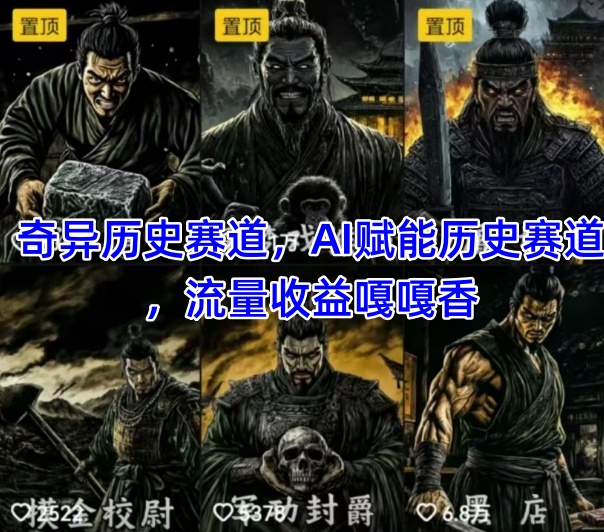 抖音奇异历史赛道,AI赋能历史赛道,流量收益嘎嘎香,狂撸伙伴计划-大米网创
