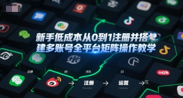 新手低成本从0到1注册并搭建多账号全平台矩阵操作教学，手机号-邮箱-IP-工具-大米网创