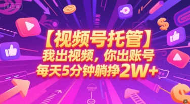 【视频号托管 】我出视频，你出账号，每天5分钟发布，最高躺挣2W+-大米网创