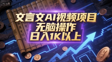 文言文AI视频项目，无脑操作，日入1K以上-大米网创
