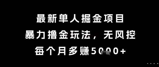 最新单人掘金项目，暴力撸金玩法，无风控，每个月多挣5k+-大米网创