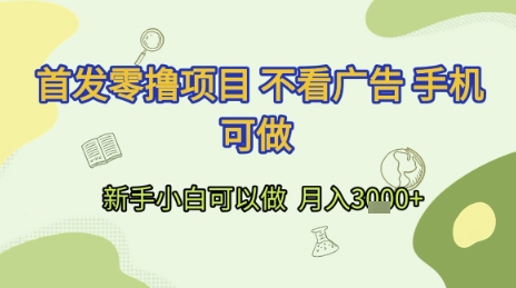 首发零撸项目 不看广告 手机可做 新手小白可以做 月入3k+-大米网创
